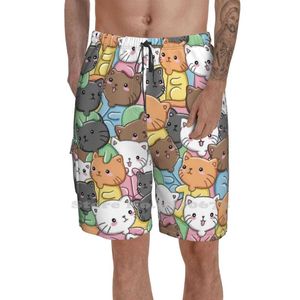 Mäns shorts katter i - färgad lös tunn strand sportkattälskare fitta djur söt sötkitty meow dogmen's