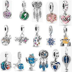 Lüks S925 Sterling Gümüş Cazibesi Gevşek Boncuklar Boncuklu Moda Uçak Bavul Kolye Orijinal Fit Pandora Bilezik DIY Tase Tewelry Bayan Mom Hediye