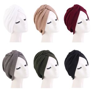 Mulheres da moda Twist Elastic Turban Caps Muslim Hijab Sconhab Bandana Bandana Câncer Chemo Cross Headwrap Bonnet Turbante Mujer