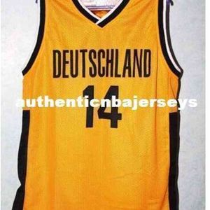 Factory Outle Dirk Nowitzki 14 Team Deutschland Germany Basketball Jersey Black Gold Throwbacks Stitched Jerseys Customized Any Name and Num