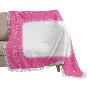 Sublimation Baby Bleached Blanket with Tassel White Blank Heat transfer Printing Shawl Wrap