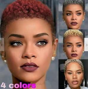 Hot Short Kinky Curly Wig African Ameri Simulation Human Hair Short Cut Curly Wig för kvinnor i stort lager