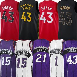 Pascal 43 Siakam Maglie da basket Vince 15 Carter Tracy 1 McGrady Jersey Marcus 21 Camby Jersey S-XXL Loghi ricamati