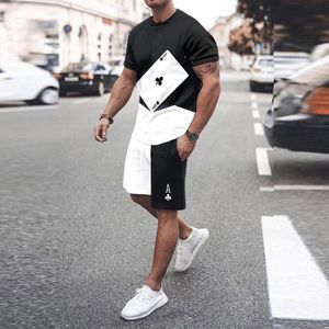 Męskie dresy 2022 letnia moda drukowanie t-shirty z krótkim rękawem i spodnie garnitury męskie Casual zestawy dwuczęściowe Streetwear wąskie stroje