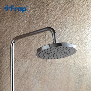 Frap Modern Round 20x20cm Stainless Steel ABS Bathroom Shower Head 8 inch toilet Rainfall Shower Head Rain Shower Chrome Finish 201105