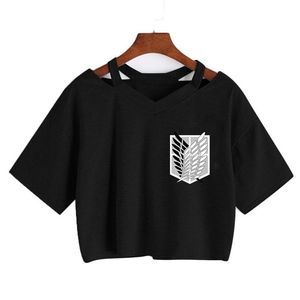 タイタンクールグラフィックTシャツの日本のアニメ攻撃シンギーキノーキョジンTシャツマンガハラジュクトップトップティーゴシック220618