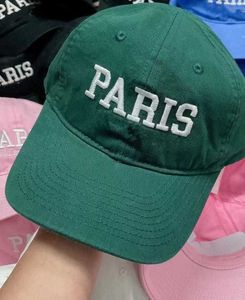 Herren Designer Baumwolle Baseball Caps Hüte Casual Fitted Cap 2022 Sommer Neue Mode Frauen Paris Letters City Series Sonnenhut Solid Black Green