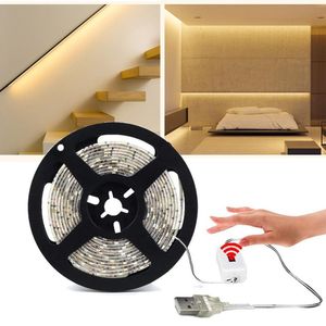 Remsor LED Smart Hand Sweep Sensor Strip Light Flexibel USB Wall Lamp 5V Diode Tejp för TV Backlight Mirror Lighting Decorled