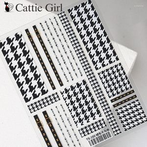 Stickers & Decals 1 Sheet Houndstooth Plaid Rivet 3D Nail Art Transfer England Grain Designs Accessories For Decorations Prud22