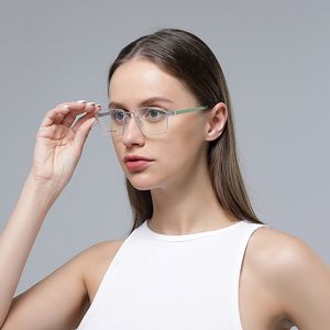 Fashion sunglasses optical eyeglasses for women Titanium Glasses Frameless Spring Hinge Readers with Case for Men