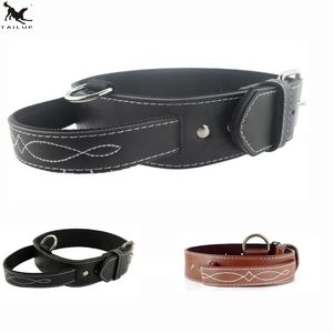 Collare per cani di grossa taglia PU Guinzaglio resistente in pelle con manico Nero Marrone Pet s CL01 Y200515