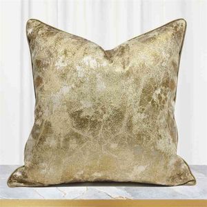 Nowoczesny luksus szampana Złota poduszka 50x50 Streszczenie Design Rzut Pillow Cover do hotelowej sofy do łóżka wystrój domu poduszka 210401