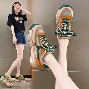 TopSelling thick soled dad shoes women's Mesh sneakers 2022 summer Korean version leather breathable fashion casual Loafers for girl