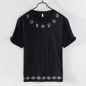 Herr t-shirts kort ärm t-skjorta för män sommar mode affärer avslappnade toppar manlig linne kinesisk stil broderi tees kläd