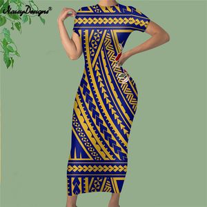 Noisydesigns Kadınlar Bodycon Elbise Kadın Partisi Ropa Clubwear 4xl Akşam Kulübü Vestidos Polinezya Hawai Kabileleri Çiçek 220627