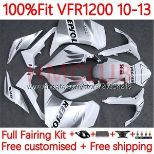 Órgão de injeção para Honda VFR1200F Crosstourer VFR 1200 RR CC F 10-13 15NO.53 VFR1200X VFR-1200 VFR1200 10 11 12 13 VFR1200RR 2010 2012 2013 OEM Fairing Repsol Silver