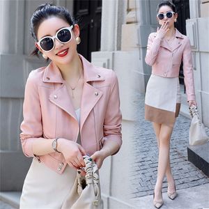 Autumn Women Pu Leather Jacka Woman Zipper Kort kappa Kvinnlig svart punkbomber Faux Leather Outwear Spring Blazer 220815