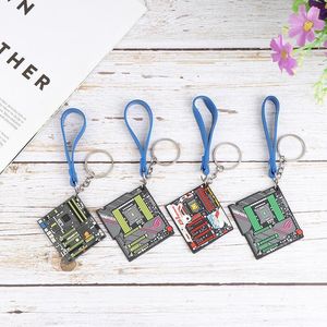 Keychains Asus Gigabyte Creative Mini Motherboard Model Car Keychain Soft Glue System Board Pendant Intel AMD Gift High Precision 5M Miri22