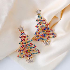 ingrosso Orecchino Per Natale-Stud Christmas Tree Earring Design colorato Big Rhinestone Star Metal Star for Women Festival Anno HolidayStud