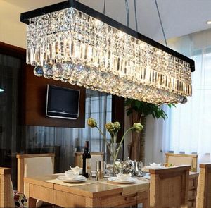 Pendant Lamps Black Rectangular Restaurant Chandelier European Led Crystal Modern Simple Lights Creative Bedroom LampsPendant