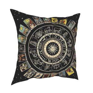 Kudde dekorativ kudde Zodiac Astrology Chart Arcana Tarot Throw Cover Decorative Witch Occult Pagan Vintage Custom Pillowcasecushion DEC