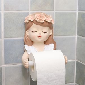 Ins Fairy Long Hair Lovely Girl Toilet Tissue Holder Bathroom Light Luxury Decoration Accessories 220611