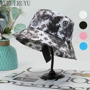 Harajuku Bucket Hat Kvinnor Män Sommar Koreansk Estetisk Lämplig för Utomhus Beach Golf Höst Solskydd Svart Panama Hattar Y220420