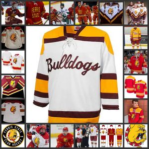 2022 NCAA Custom Ferris State Bulldogs Сшитые Хоккей Джерси 9 Чад Макдональд Джерси 25 Купер Zech 19 Ryan Caldwell 25 Matt Carle 1 Darren Smith 30 C. J. Motte