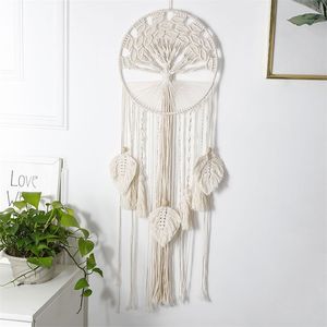 Tree of Life Dreamcatcher Boho Nappe beige Macrame Craft Handmade Wall Hanging Wedding Home Camera da letto Decorazione Dream Catcher 220407