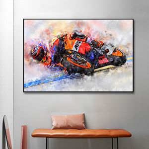 Motocykl Plakat wyścigowy malowanie płótna druk Nordic Decor Home Wall Art Picture do dekoracji salonu