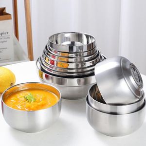 Wholesale salad storage containers resale online - Bowls Stainless Steel Noodle Rice Soup Bowl Fruit Salad Baking Tools Double Layer Kitchen Tableware Cooking Storage Containers