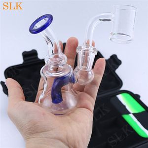 Vendita al dettaglio Narghilè Mini Beaker Pipa ad acqua 5 in 1 Tubi per fumatori in vetro Set Shisha Bong per tabacco Olio Rig Kit filtro per fumo in vetro spesso