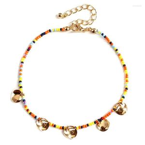 Anklets 1pc Bohemian Style Foot Bracelet Adjustable Disc Decor Beaded Anklet For Women Girls Jewelry Accessories Roya22