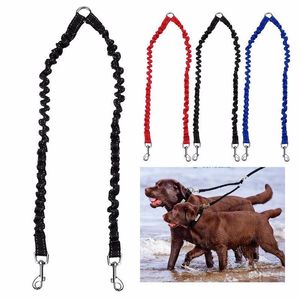 Colarinhos de cachorro colares way couplers colhida corda elástica prolongada cinturão de animais de estimação treinamento ao ar livre para dois cães pequenos e médios duplos líderes de chumbo liderando