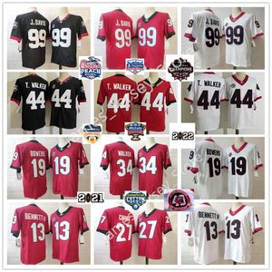 44 Travon Walker Jersey 19 Brock Bowers 13 Stetson Bennett IV 99 Jor dan Davis 27 Nick Chubb 34 Herschel Walker NCAA Georgia Bulldogs Stitched College Football Jerseys