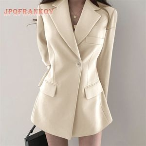 JPQF Suit Jacket Kvinnlig vår Summer Solid Color Korean Version Design British Style Lady Women Crop Blazer Fashion 220811