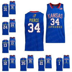 A001 2021-22 Kansas Jayhawks College Basketbol Forması Wilt Chamberlain Udoka Azubuike Ben McLemore Christian Braun Joel Embiid Paul Pierce Danny