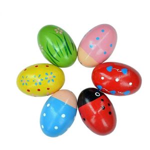 Exquisite Wood Sand Egg Baby Educational Wooden Ball Toy Musical percussion Instrument for infant Cute Gift