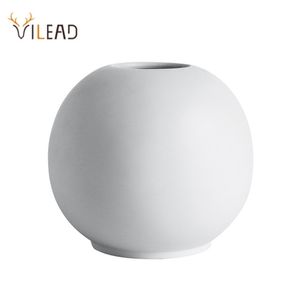 VILEAD Nordic Spherical Vase Ceramic Home Ornaments White Creative Flower Pot Vases Home Decorations Craft Gifts Room Decor 210409