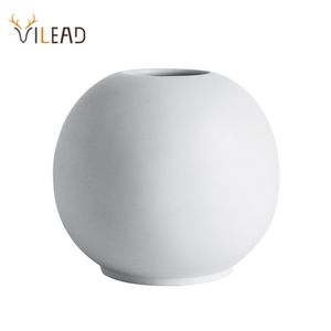 Vilead Nordic sfärisk vas Ceramic Home Ornaments White Creative Flower Pot Vases Home Decorations Craft Gifts Room Decor 210409