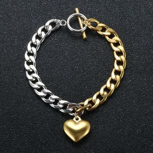 Bedelarmbanden trend hart voor vrouwelijke mannen paren houden van enkeltje cuban half goud en zilveren armbanden keten sieraden geschenken