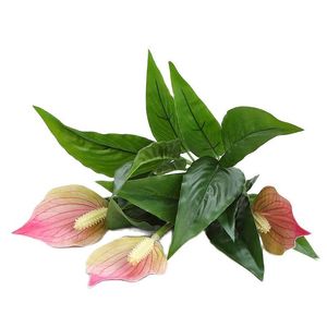 Ghirlande di fiori decorativi Imitazione Anthurium Andraeanum Piante verdi Foglie Decorazione domestica Arte floreale Piante da tavoloDecorativo