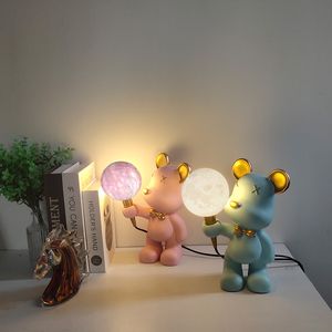 Moon table lamps bedroom bedside lamp violent bear net red boys girls children's room lamp decoration birthday gift night light