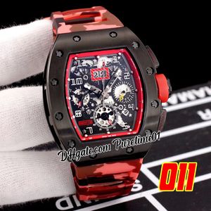 2022 A21j Orologio da uomo automatico Acciaio PVD Tutto nero Quadrante scheletrato con grande data Cinturino in caucciù mimetico rosso Super Edition 5 Stili Puretime01 E139-011A1