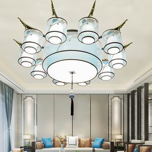 Nuove plafoniere in stile cinese Lampada da soggiorno Lampada da ristorante Lampada da soffitto moderna in tessuto semplice e moderno Combinazione di pacchetti a led