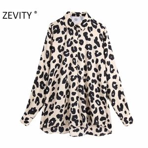 Zevity New Women Fashion Leopard PrintingカジュアルスモックブラウスオフィスレディースロングスリーブビジネスシャツシックケミストップLS7291 201201