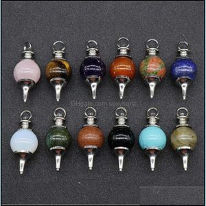 Charms Schmuckzubehör Komponenten Chakra Reiki Tigerauge Pendel Naturstein Anhänger für Wünschelrute Quarz Opal Schwarzer Onyx Damen Herren Mode