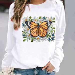 Women's Hoodies & Sweatshirts Pullovers Womens Clothing Ladies Spring Autumn Winter Watercolor Plant Trend Cute Woman Female O-neck Casual S