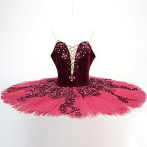 Dancewear Red Classical Fairy Dress Ballet Costumes Factory Custom Girls Training Sequins Performance Wear Kne på Tutu Leotard för barn