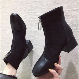 Buty dla kobiet Kobieta moda czarna kostka zima nowe krótkie futra ciepłe buty wygodne B02 Y200115